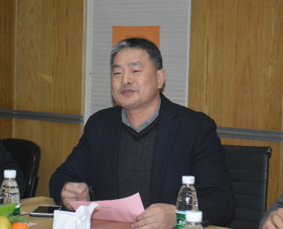 2018年2月2日，在广源铝业举行的技术对接座谈会上，林耀广总经理发言。